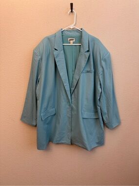 Open Edit Women's Blazer Sz 4X - Classic Notch Lapel linen blend